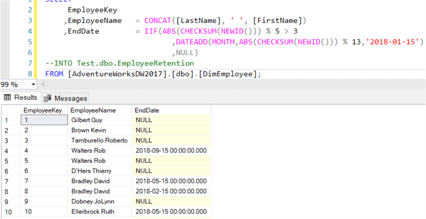 generating sample data