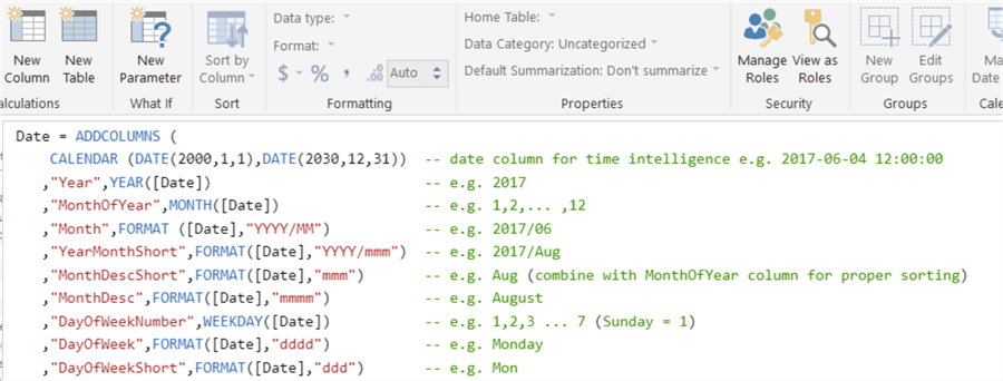 calculated date dim