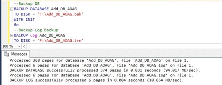 backup database