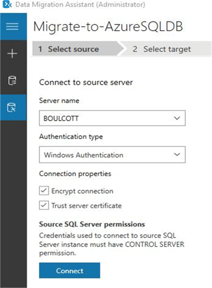 Connec to Source server