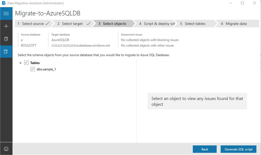 Select Source schema object