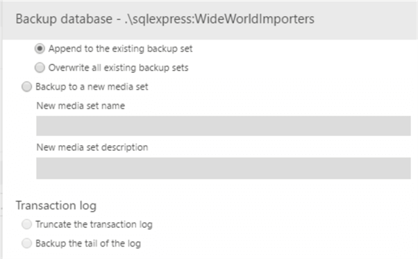 backup database