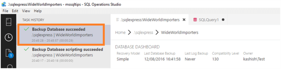 backup database