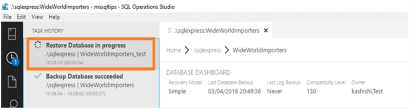 restore database in progress