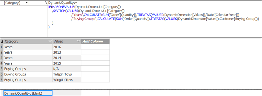 dynamic measure with TREATAS
