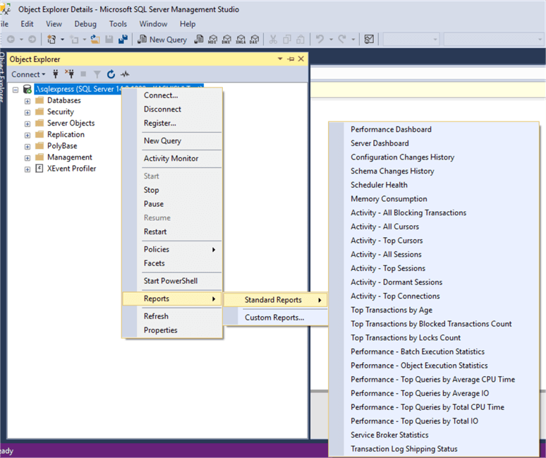 object explorer details