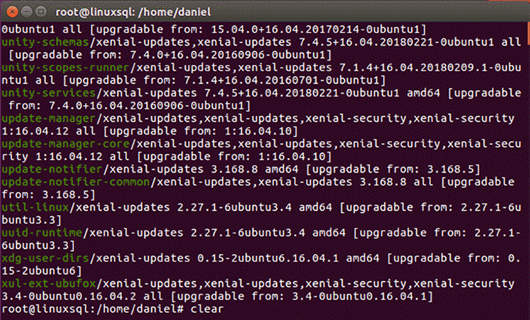 Screen capture - Description: Screen capture showing packages with newer versions.