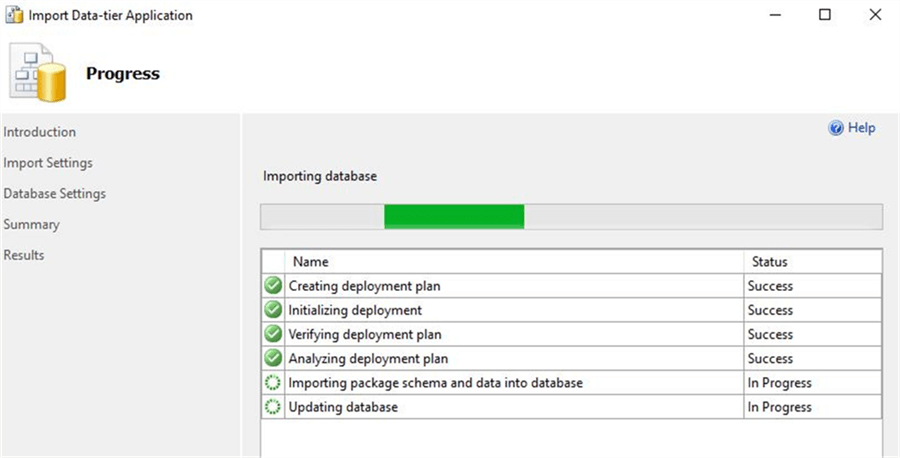 Progress of Import tasks