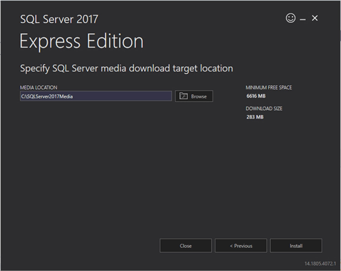 Installing SQL Server 2017 Express