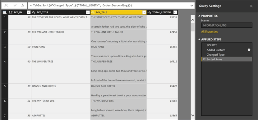 M Language - Text Extraction - Description: Sample use of length function.