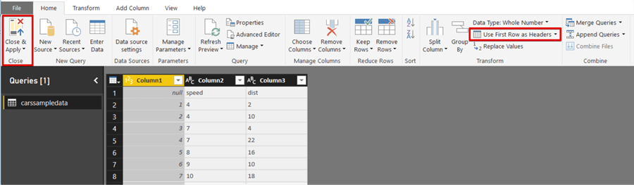 power bi use first row as headers