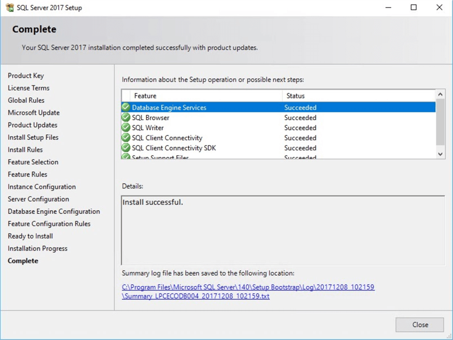 sql server installation center