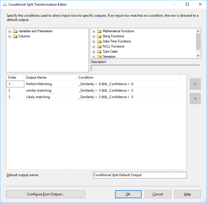 conditional split