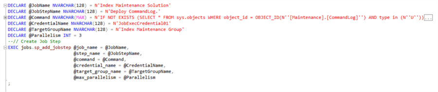 Create job step - Deploy CommandLog&#xA;&#xA;Deployment of CommandLog table to target database by job step.