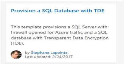provision tde sql database template