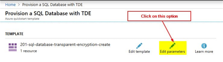 edit azure template parameters