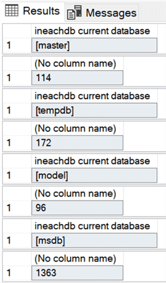 Results using @select_dbname = 1