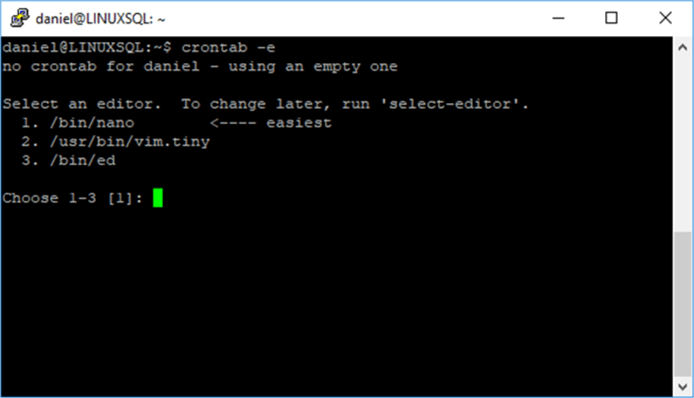 You have to select your default editor in order to edit Crontab file.