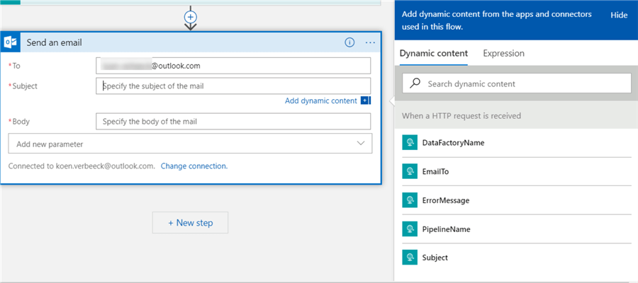 configure send mail action