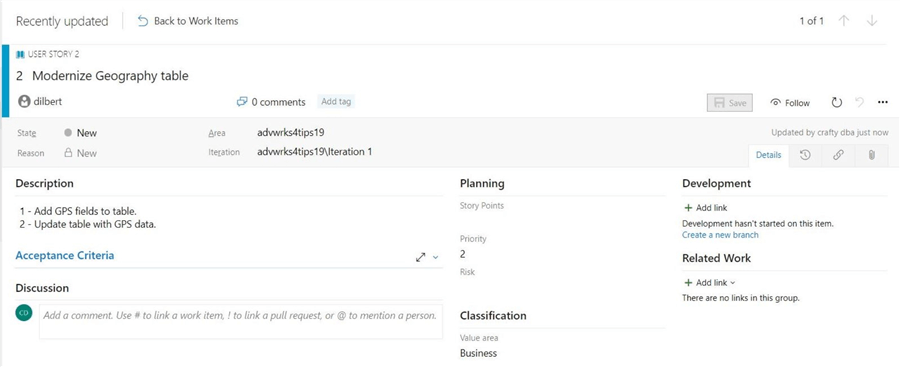 User stories can be used to group related tasks into one unit.