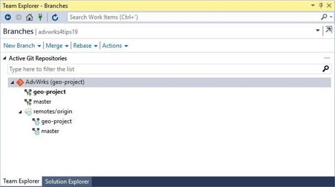 After creating a new branch, both the local and remote repositories reflect each other.