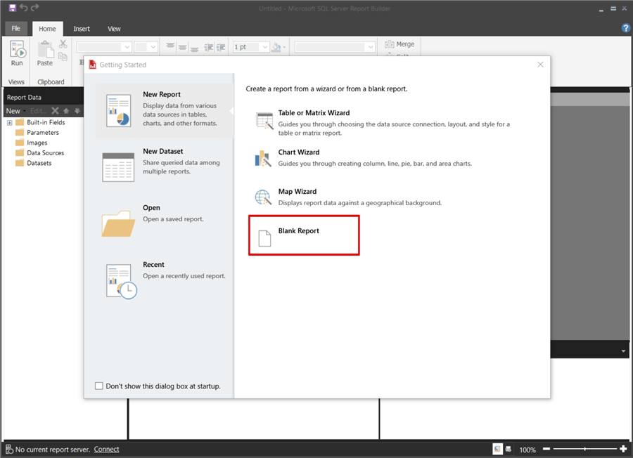 report builder blank report
