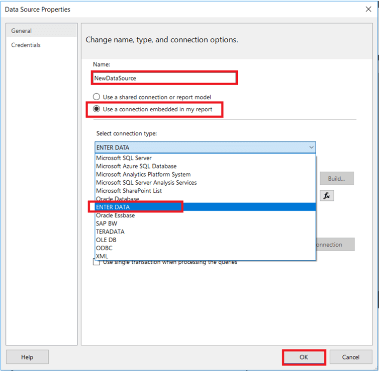 report builder add data source