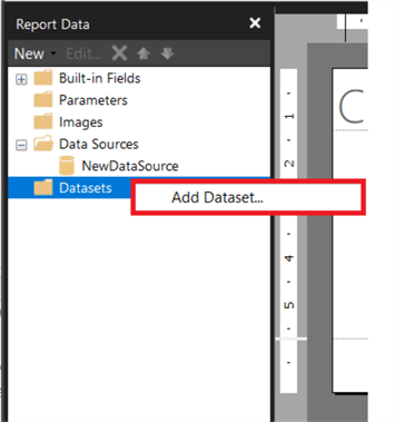 report builder add dataset