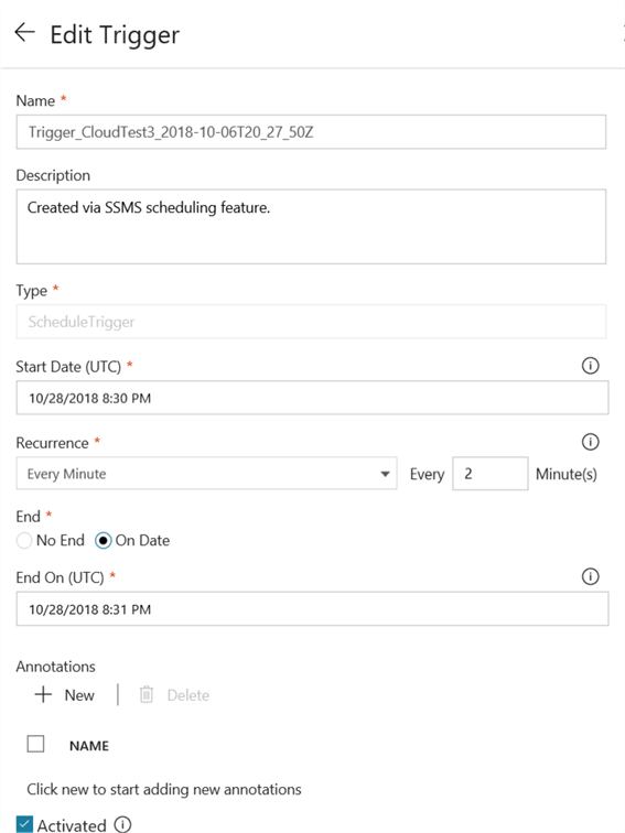 edit trigger schedule