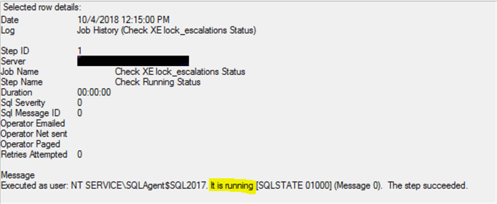 job execution log 