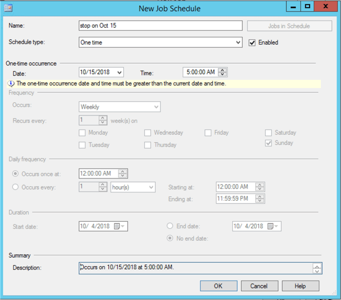 job schedule creation