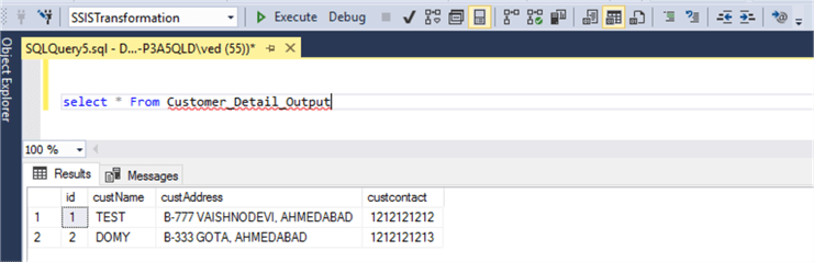 query results