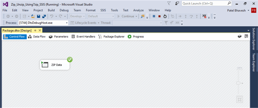 Running the SSIS Package with 7-Zip