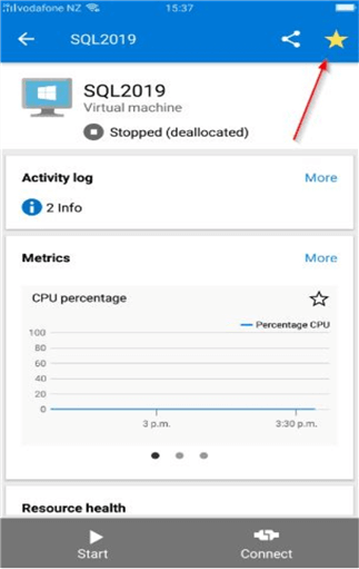 favorites on azure mobile app