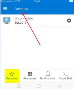 favorites on azure mobile app