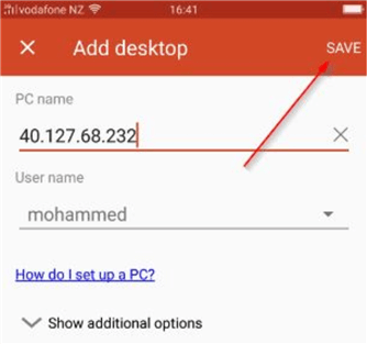 microsoft remote desktop from azure mobile app