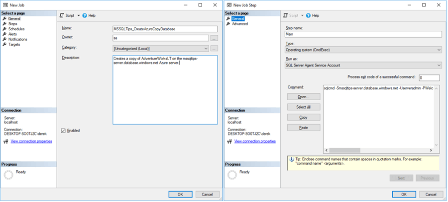 new sql agent job