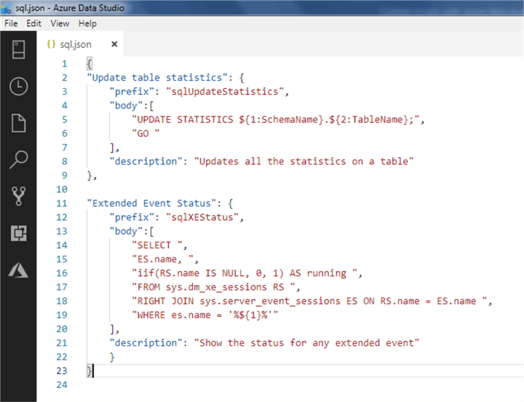Create custom T-SQL code snippets with Azure Data Studio