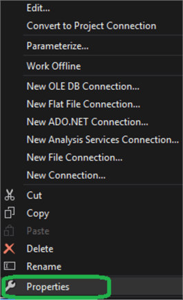 excel connection properties