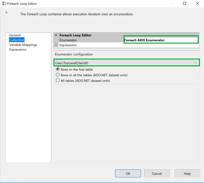 ssis foreach loop editor