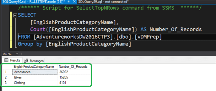 query results