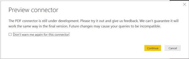 Preview Connector Warning