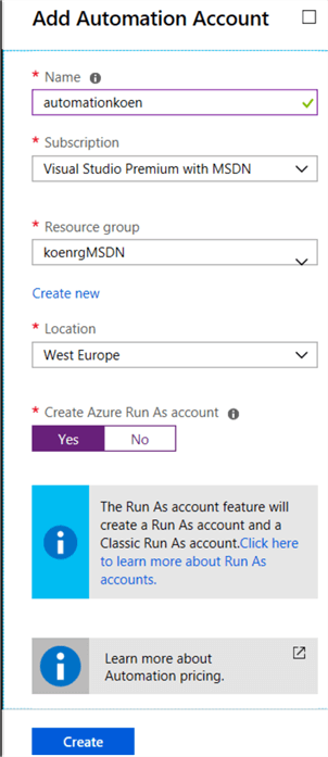 add automation account