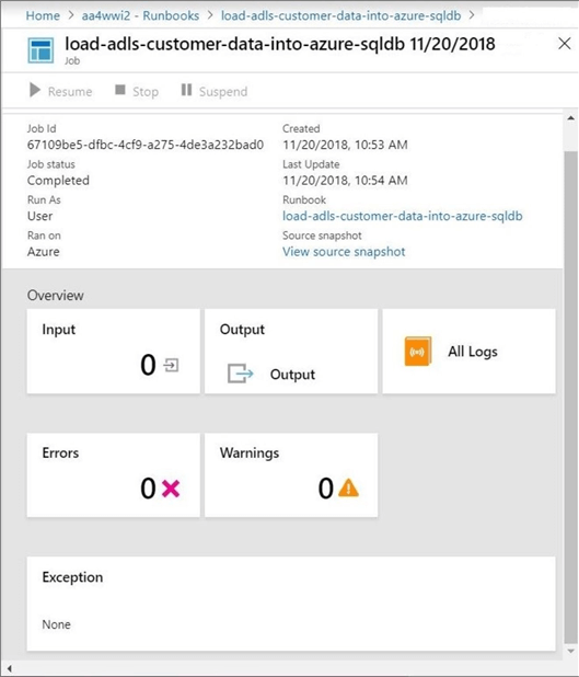 Process Automation - Successful execution of the the job.