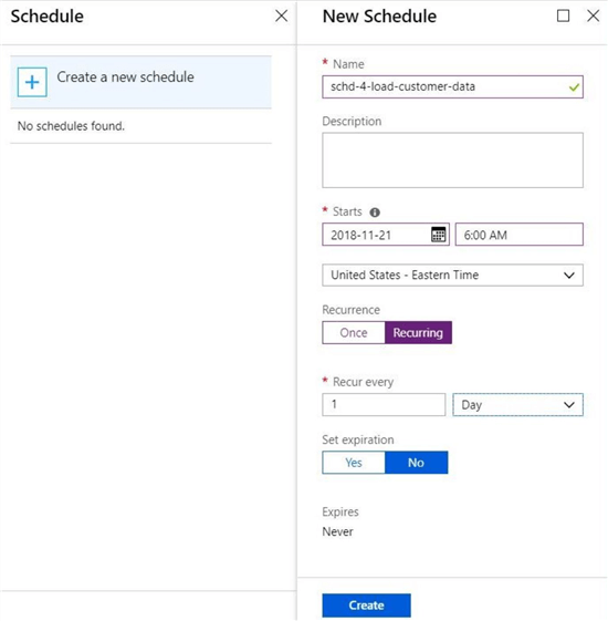 Shared Resources - Create a new schedule.