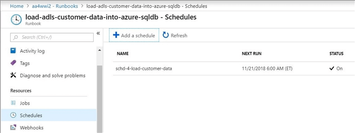 Shared Resources - list existing schedules, new schedule found.