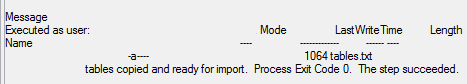 sql server agent job step message