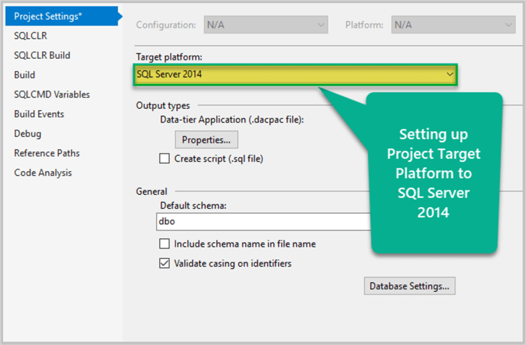 Setting up target platform and debug database.