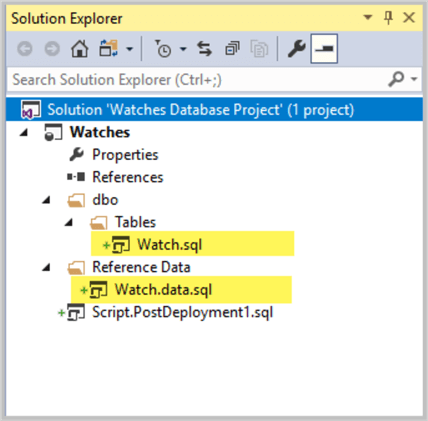 Watches database table table and reference data.