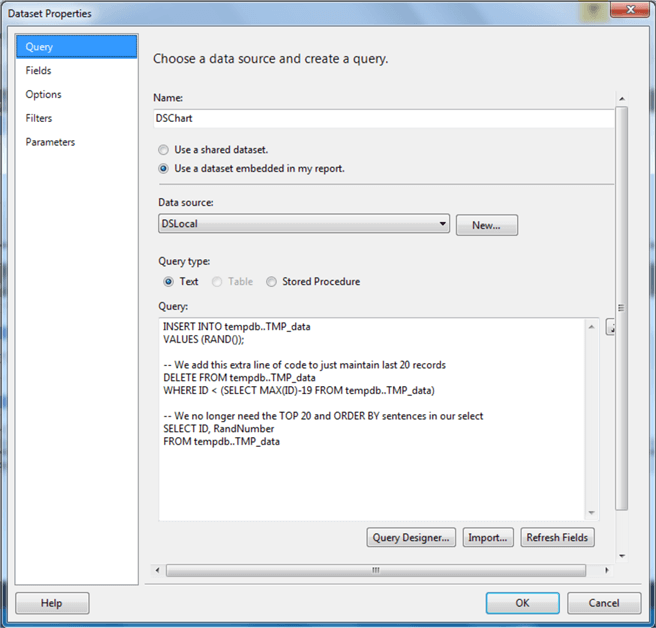 Dataset properties updated in SSRS to only have 20 records